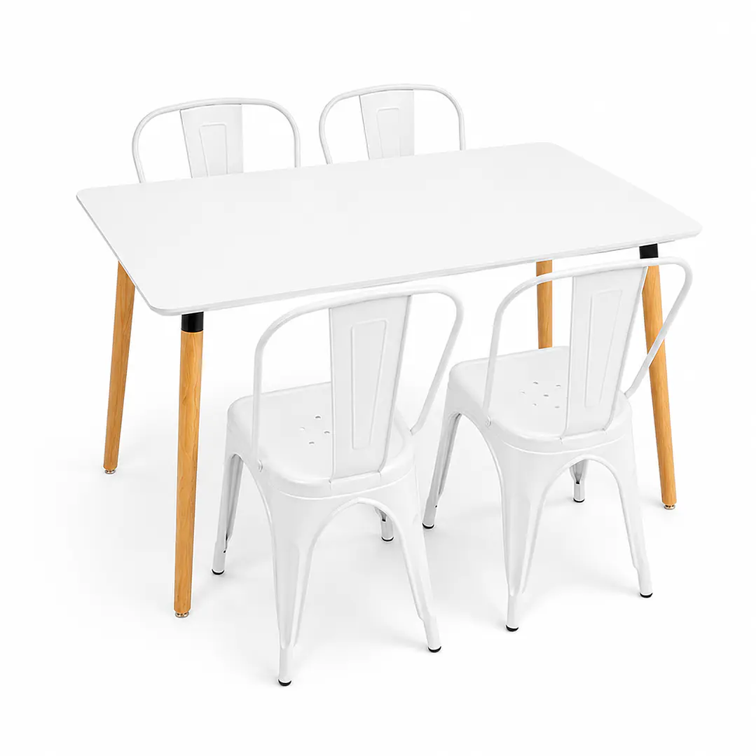 Comedor Guayana (Mesa Rectangular Melamina + Sillas Tolix) 2