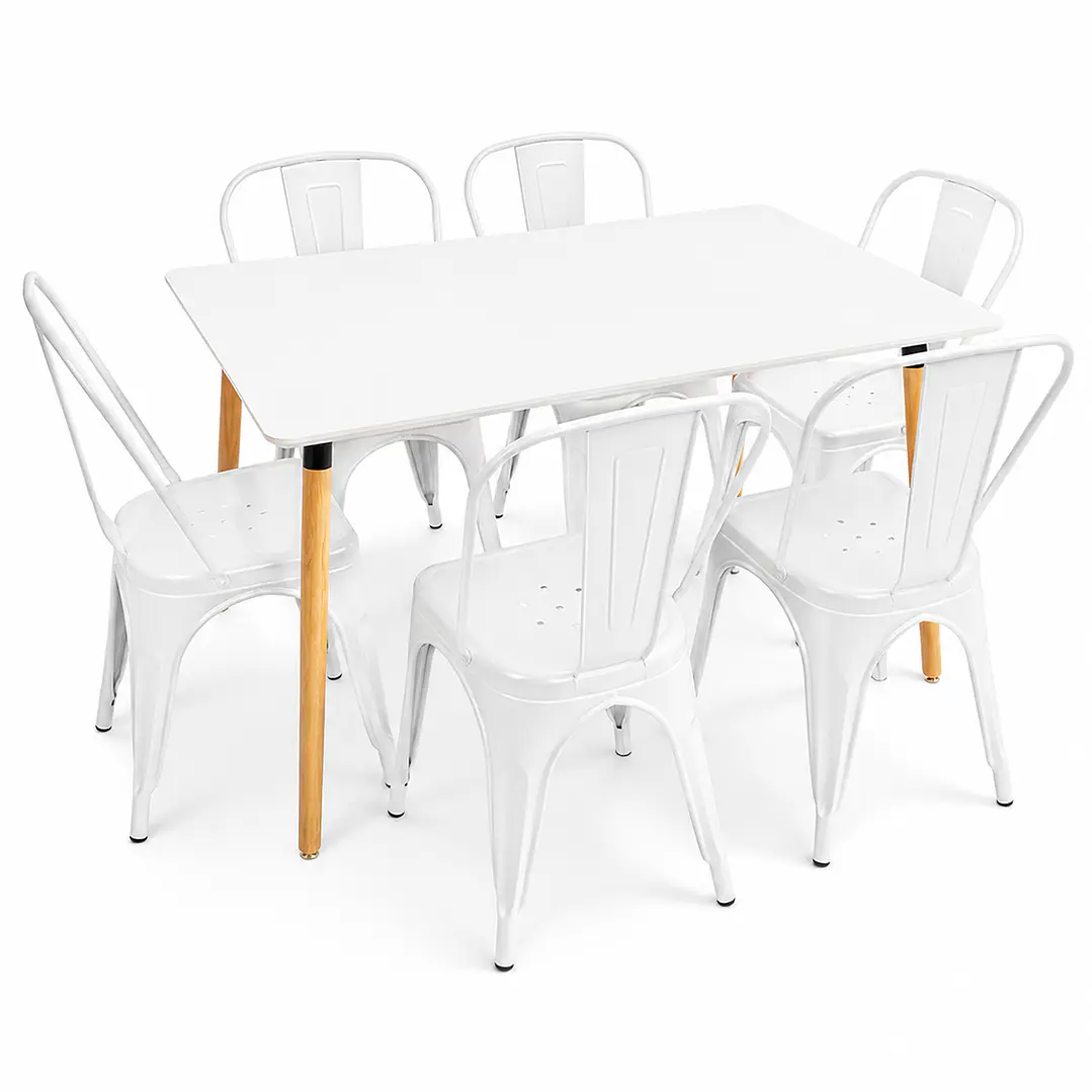 Comedor Guayana (Mesa Rectangular Melamina + Sillas Tolix) 3