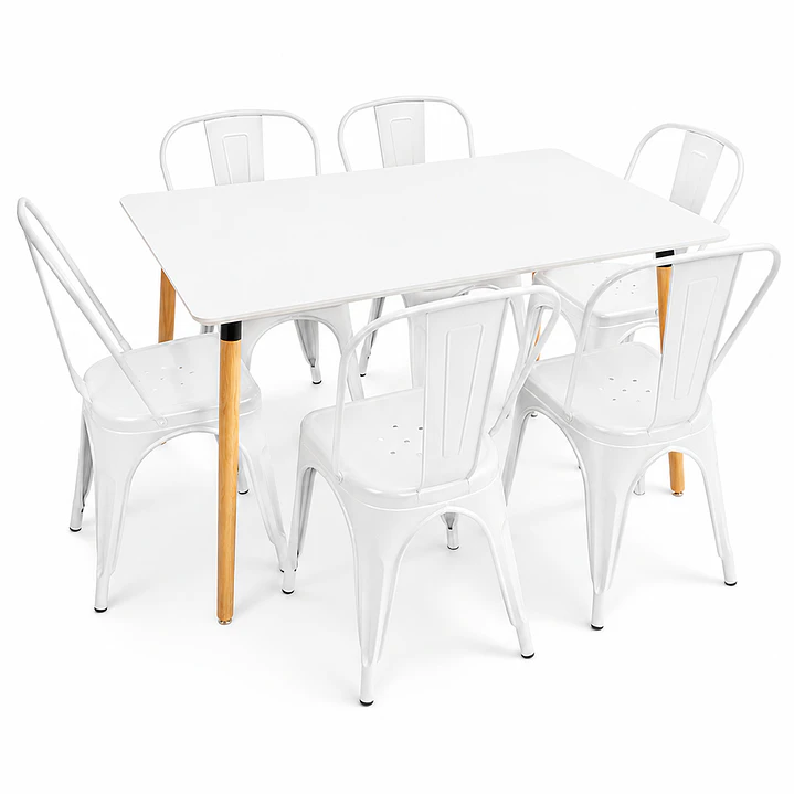 Comedor Guayana (Mesa Rectangular Melamina + Sillas Tolix) 3