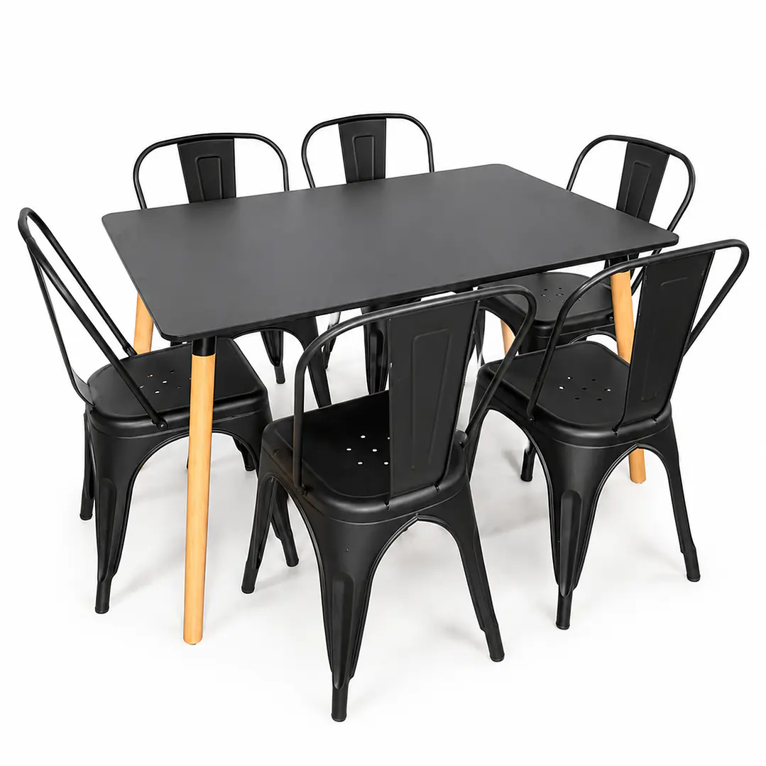 Comedor Guayana (Mesa Rectangular Melamina + Sillas Tolix) 4