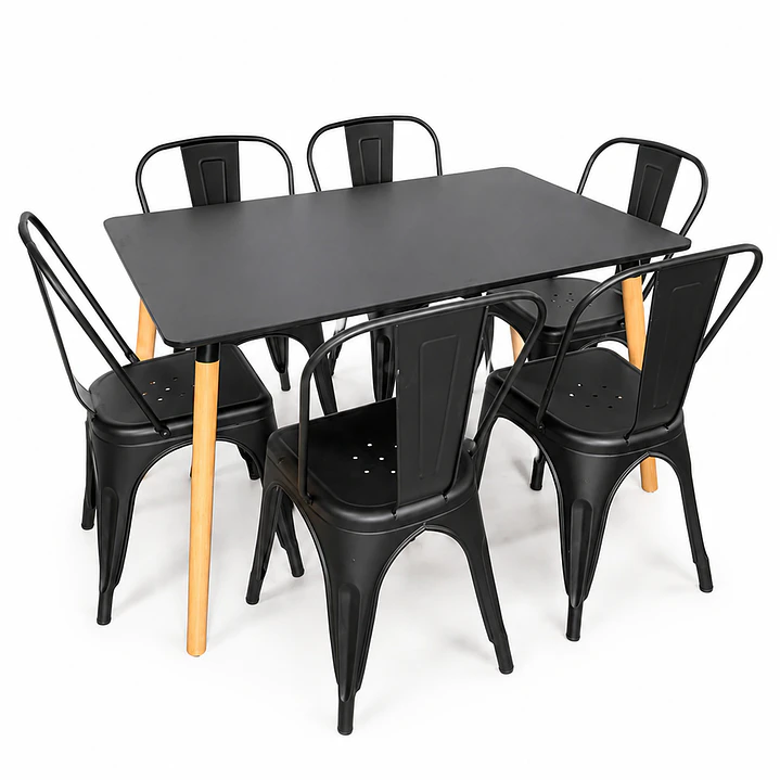 Comedor Guayana (Mesa Rectangular Melamina + Sillas Tolix) 4