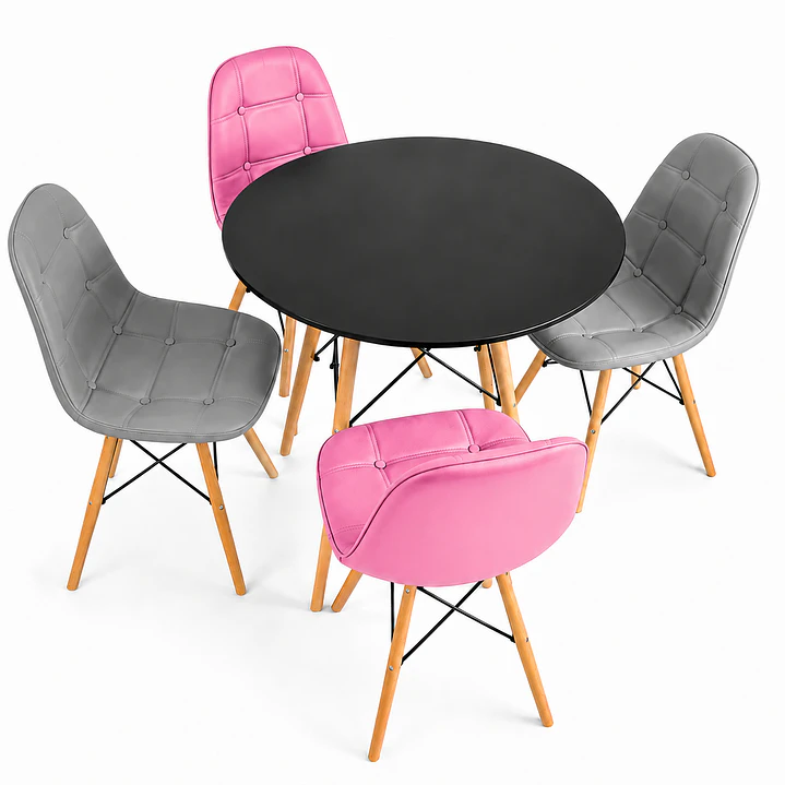 Comedor Riga (Mesa Eames Negra + 2 Sillas Buckle gris + 2 buckle a elección) 1