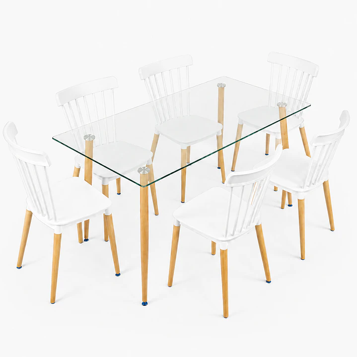 Comedor Madrid (Mesa vidrio 120x80 + silla windsor) 5