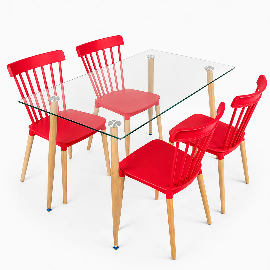Comedor Madrid (Mesa vidrio 120x80 + silla windsor) 7