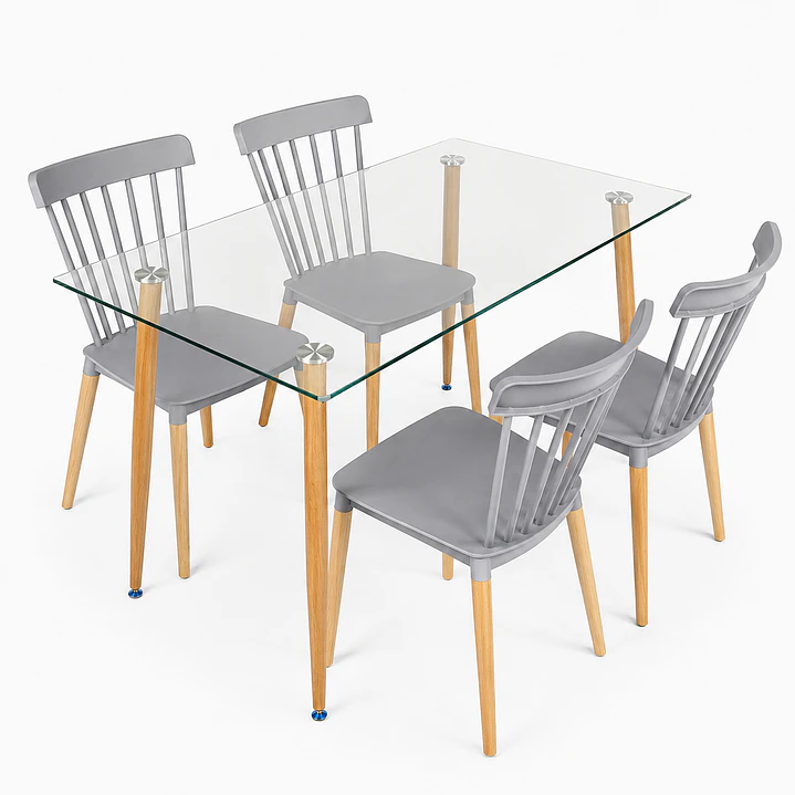 Comedor Madrid (Mesa vidrio 120x80 + silla windsor) 8