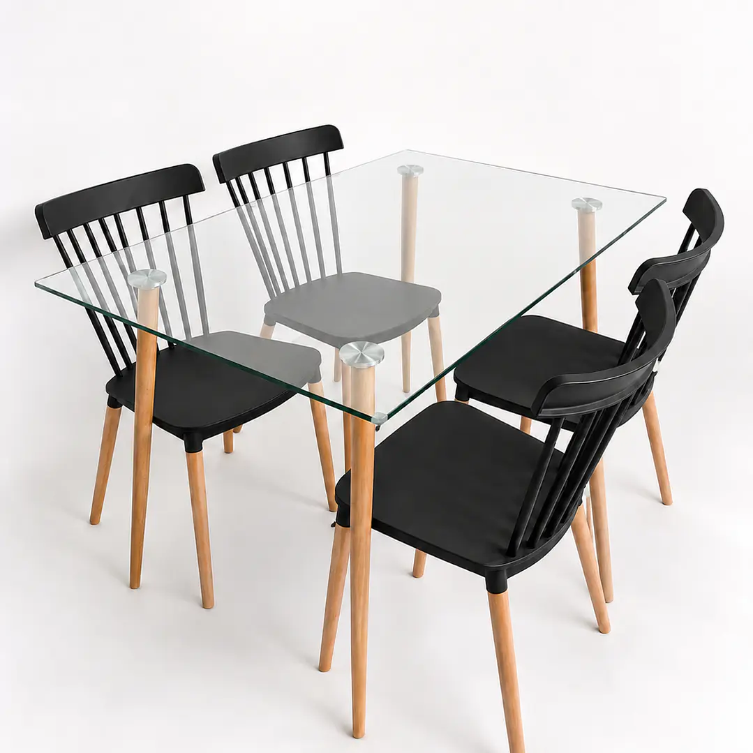 Comedor Madrid (Mesa vidrio 120x80 + silla windsor) 10