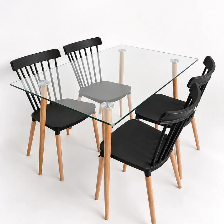 Comedor Madrid (Mesa vidrio 120x80 + silla windsor) 10