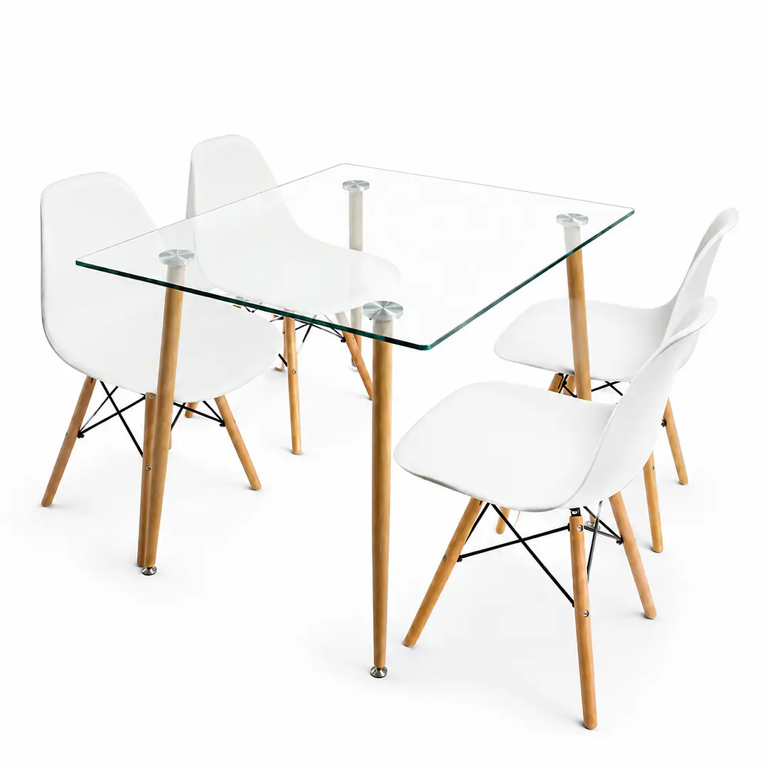Comedor Glass classic (Mesa rectangular vidrio 120x80 + silla eames) 2