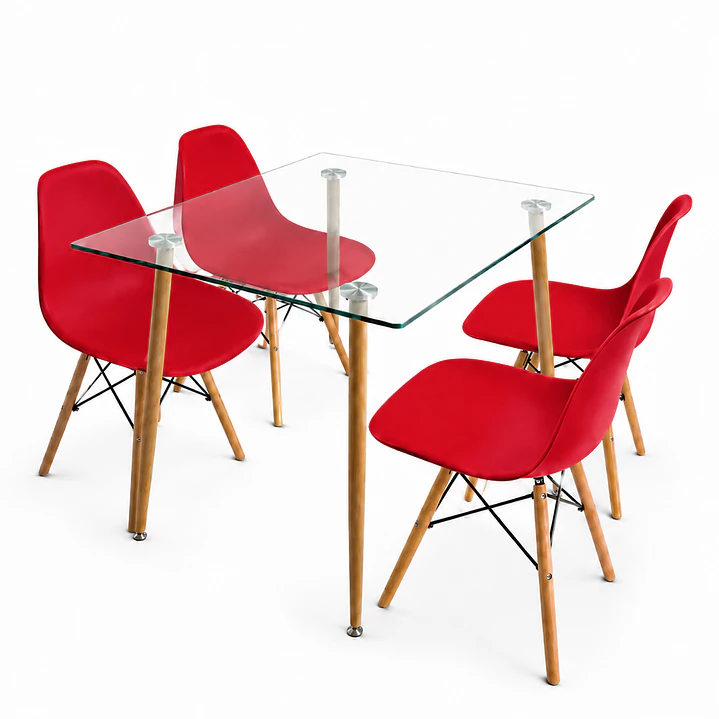 Comedor Glass classic (Mesa rectangular vidrio 120x80 + silla eames) 3