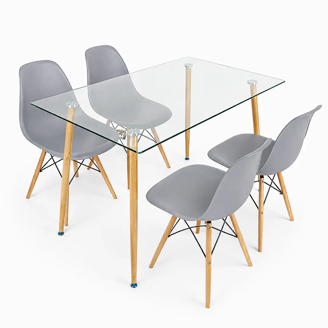 Comedor Glass classic (Mesa rectangular vidrio 120x80 + silla eames) 4