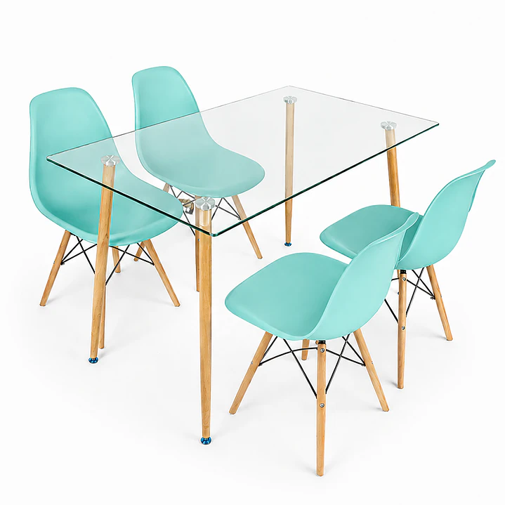 Comedor Glass classic (Mesa rectangular vidrio 120x80 + silla eames) 6