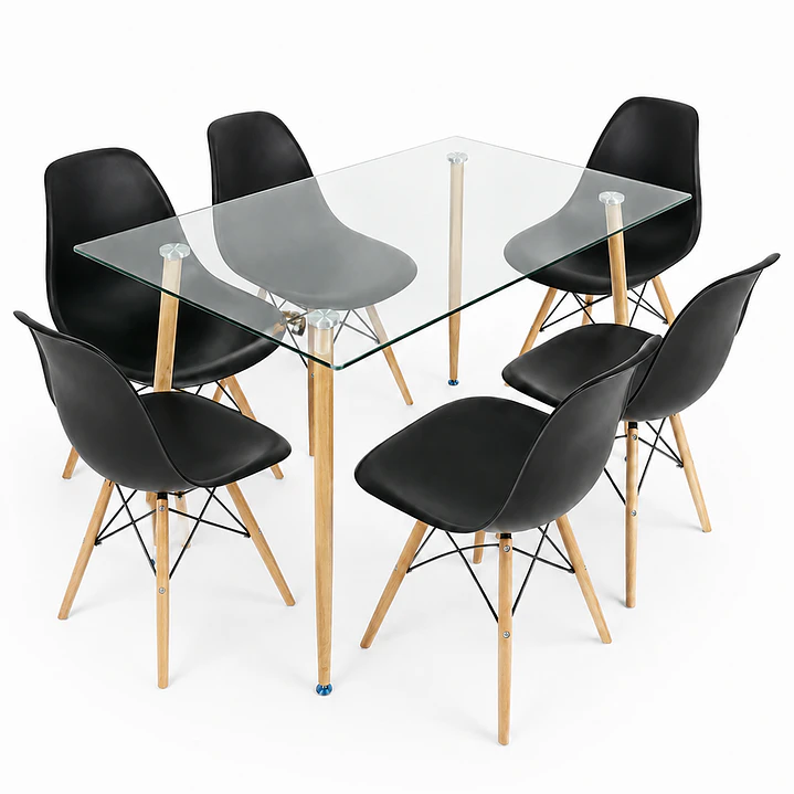 Comedor Glass classic (Mesa rectangular vidrio 120x80 + silla eames) 7