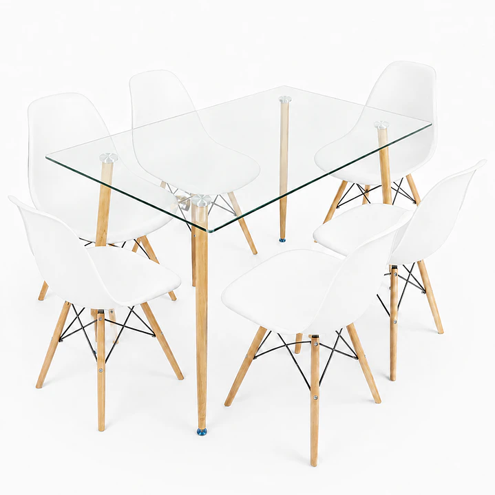 Comedor Glass classic (Mesa rectangular vidrio 120x80 + silla eames) 8