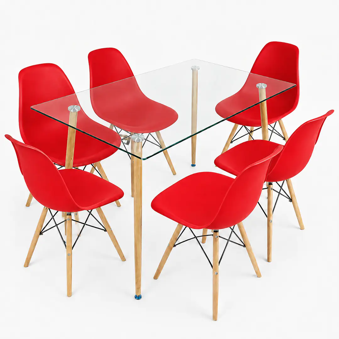 Comedor Glass classic (Mesa rectangular vidrio 120x80 + silla eames) 9