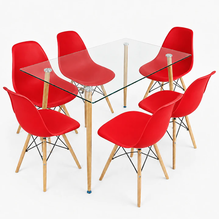 Comedor Glass classic (Mesa rectangular vidrio 120x80 + silla eames) 9