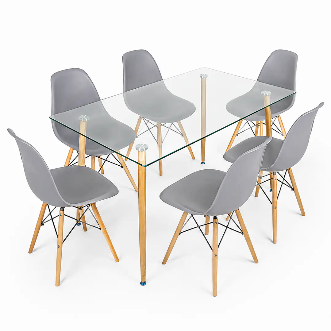 Comedor Glass classic (Mesa rectangular vidrio 120x80 + silla eames) 10