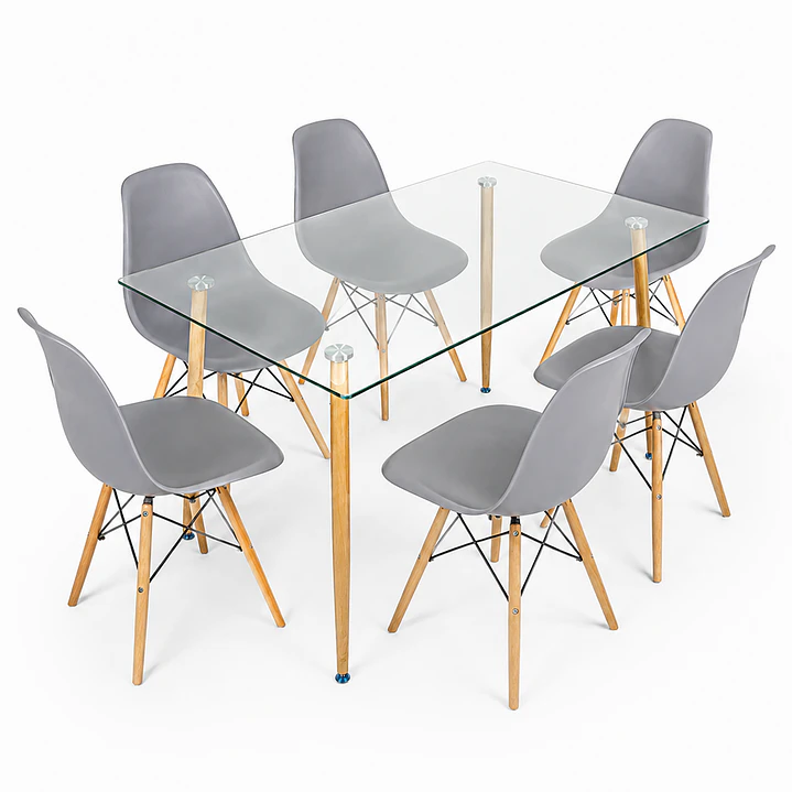 Comedor Glass classic (Mesa rectangular vidrio 120x80 + silla eames) 10