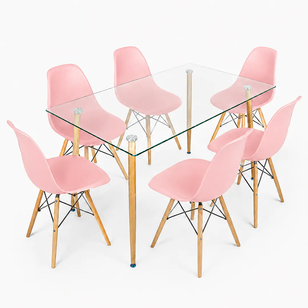 Comedor Glass classic (Mesa rectangular vidrio 120x80 + silla eames) 11