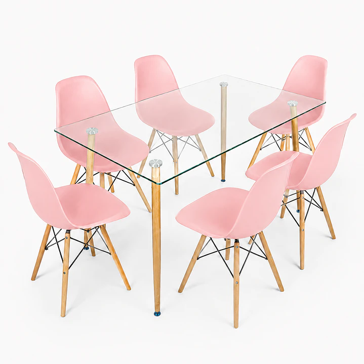 Comedor Glass classic (Mesa rectangular vidrio 120x80 + silla eames) 11