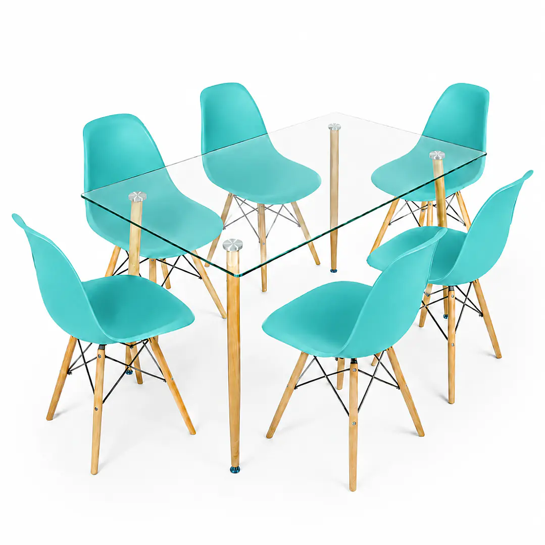 Comedor Glass classic (Mesa rectangular vidrio 120x80 + silla eames) 12