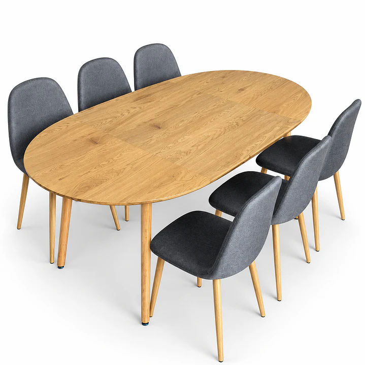 Comedor Kabul (Mesa extensible + Sillas Soop pata mdera) 6