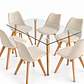  Comedor Oak (Mesa 120x80 Vidrio + Silla Oak) - Miniatura 1
