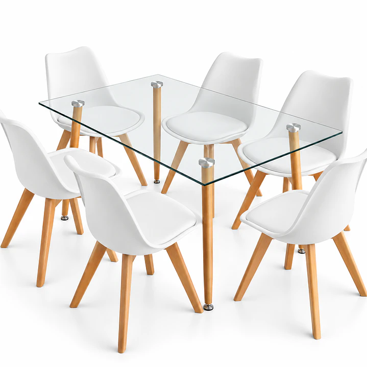  Comedor Oak (Mesa 120x80 Vidrio + Silla Oak) 2