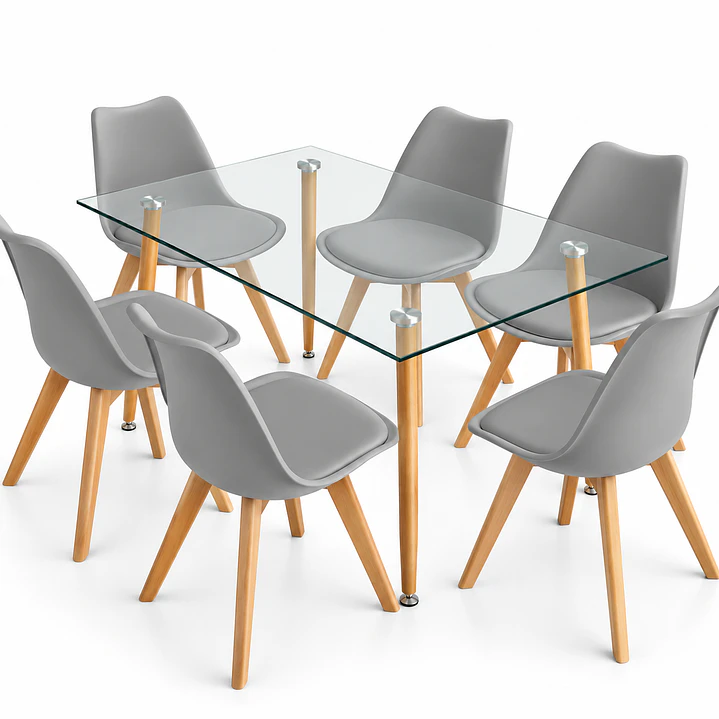  Comedor Oak (Mesa 120x80 Vidrio + Silla Oak) 3