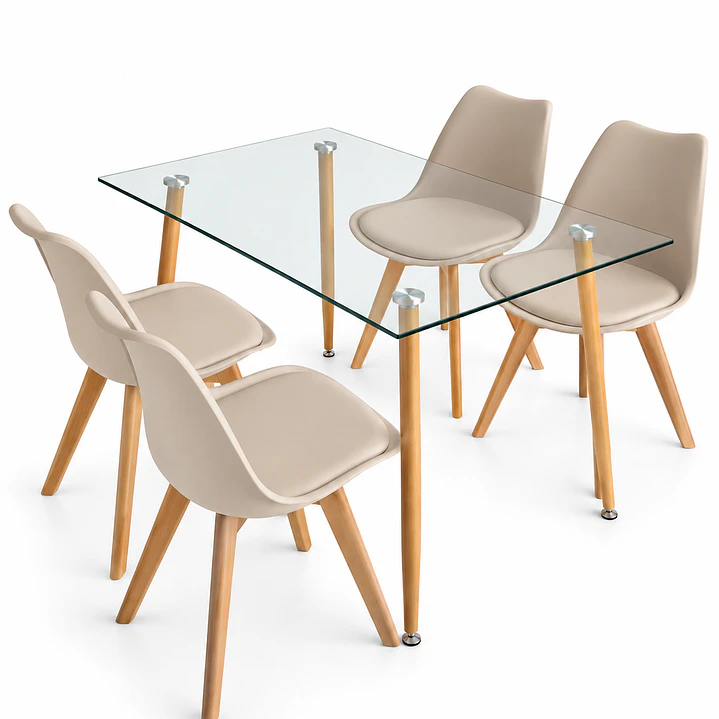  Comedor Oak (Mesa 120x80 Vidrio + Silla Oak) 9