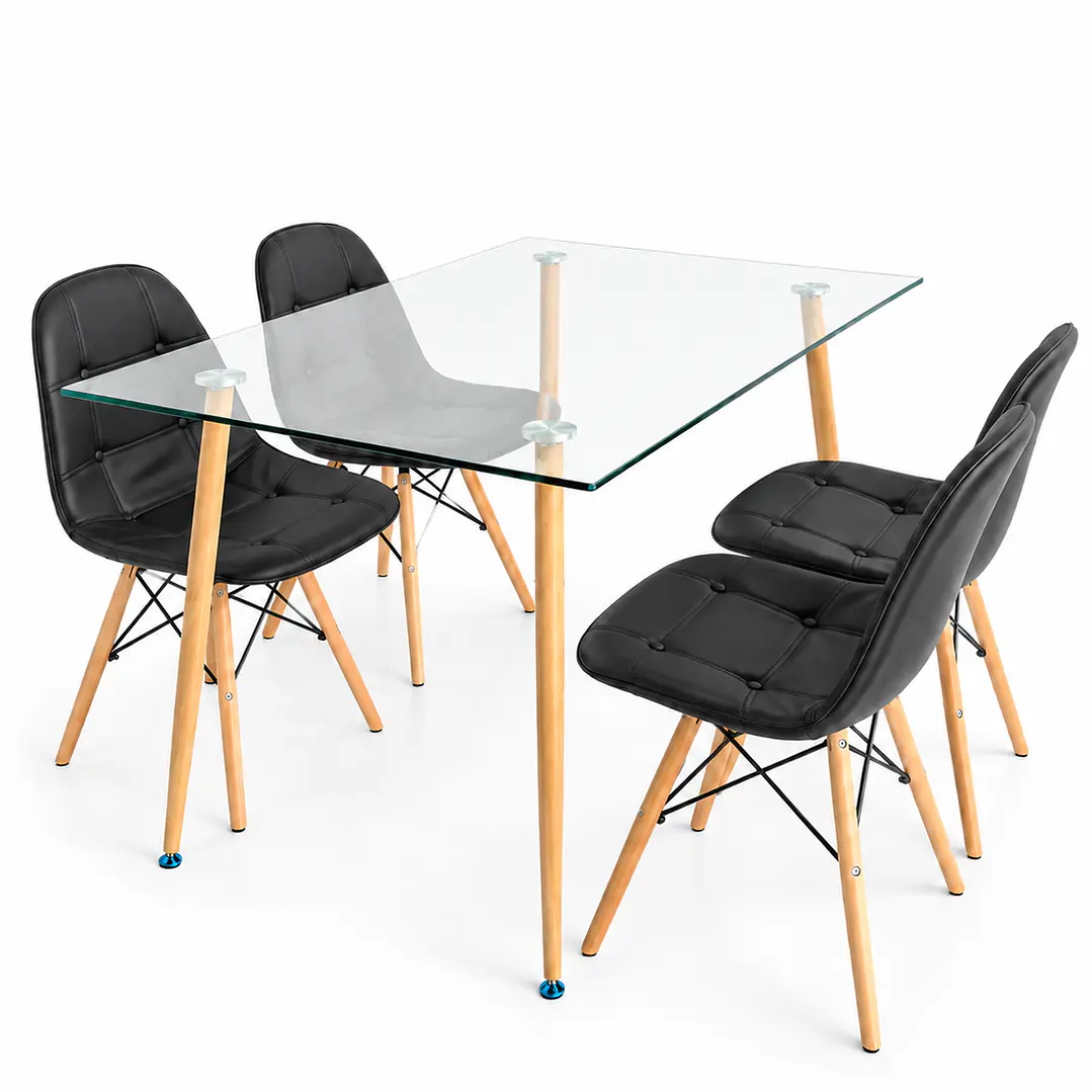 Comedor Barcelona (Mesa de Vidrio 120x80 + Sillas buckle) 1