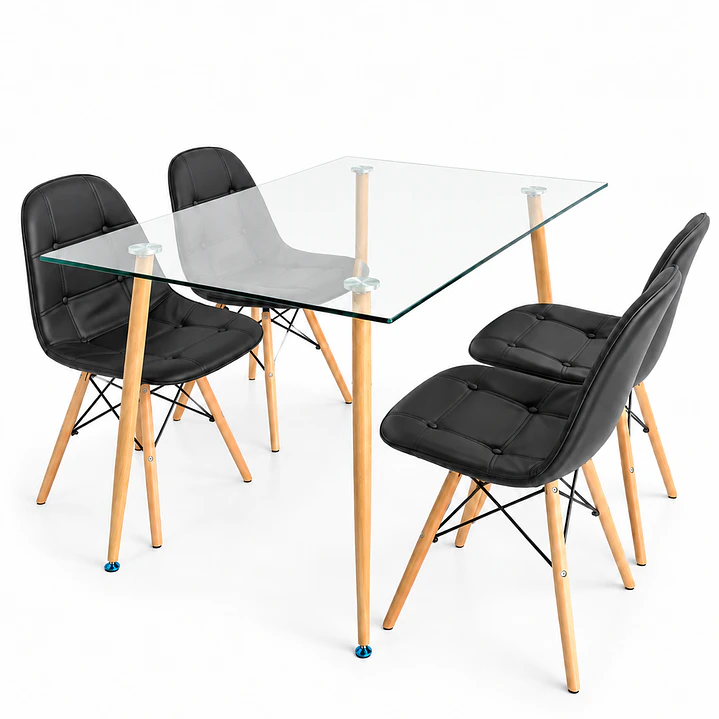 Comedor Barcelona (Mesa de Vidrio 120x80 + Sillas buckle) 1