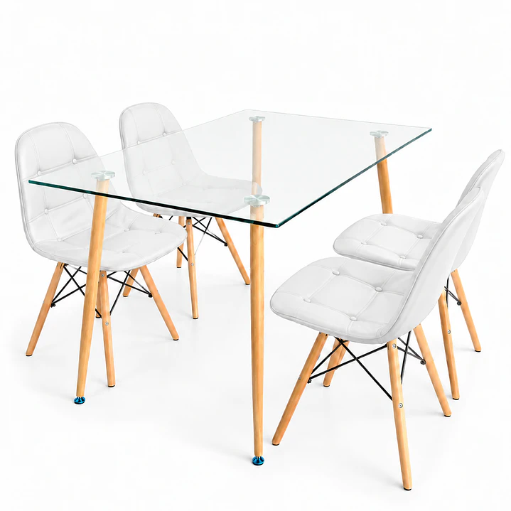 Comedor Barcelona (Mesa de Vidrio 120x80 + Sillas buckle) 2