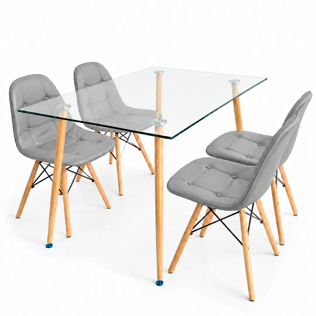 Comedor Barcelona (Mesa de Vidrio 120x80 + Sillas buckle) 3