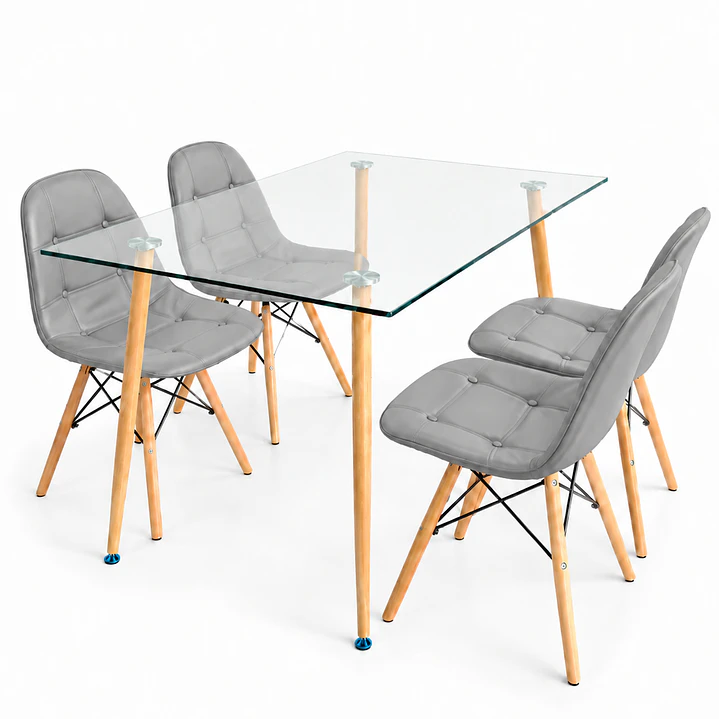 Comedor Barcelona (Mesa de Vidrio 120x80 + Sillas buckle) 3