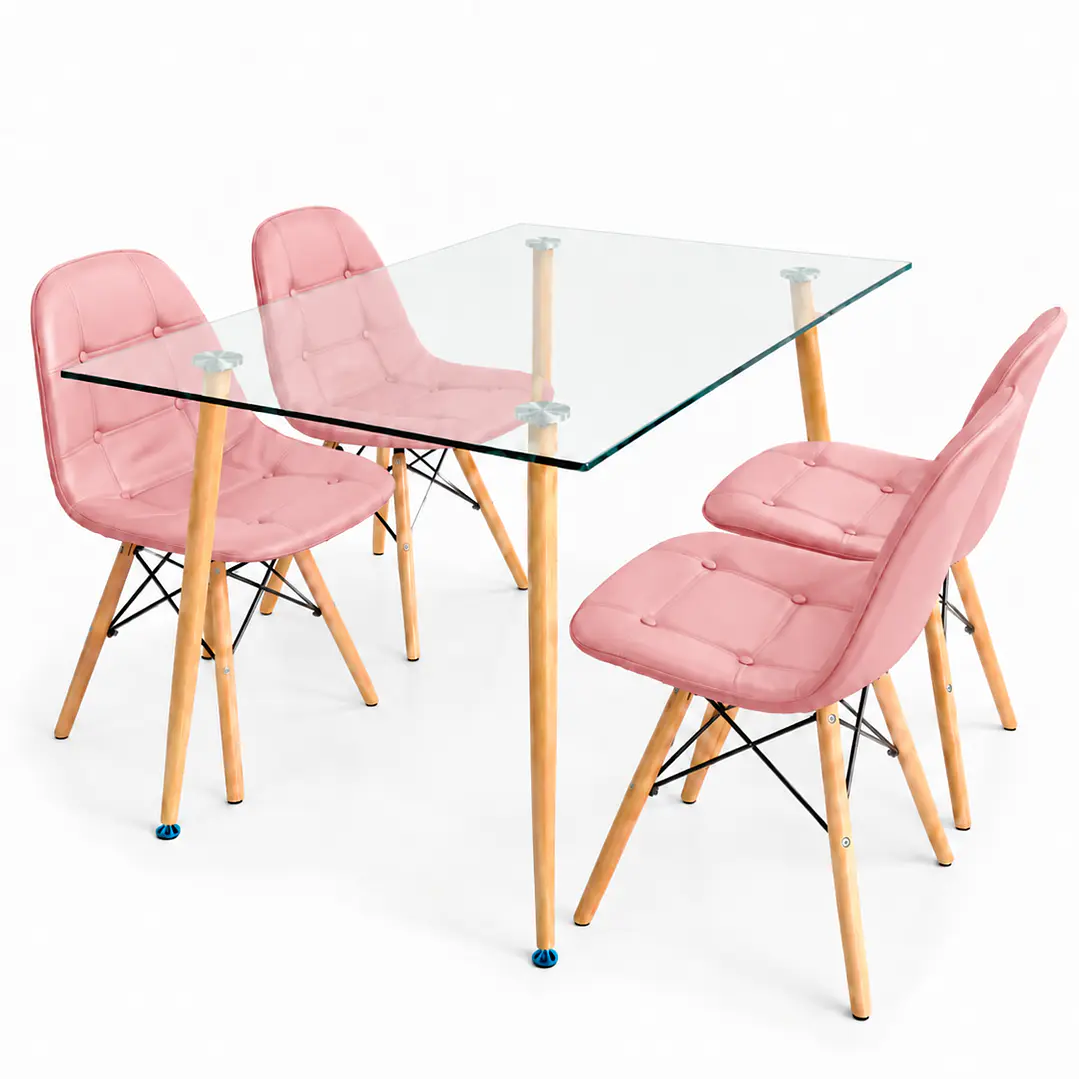 Comedor Barcelona (Mesa de Vidrio 120x80 + Sillas buckle) 4