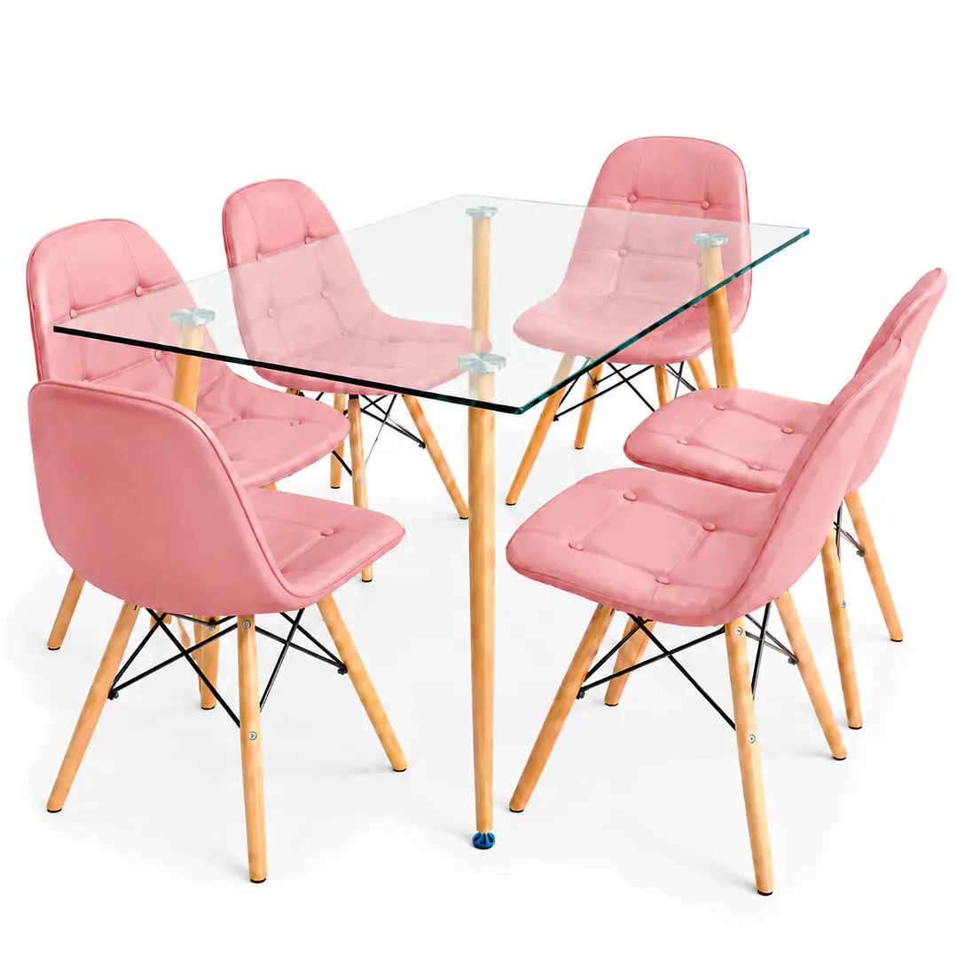 Comedor Barcelona (Mesa de Vidrio 120x80 + Sillas buckle) 6