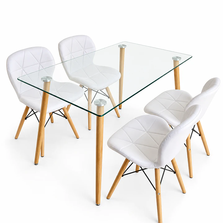 Comedor Papillon (Mesa rec vidrio 120x80 + Sillas Radar) 1