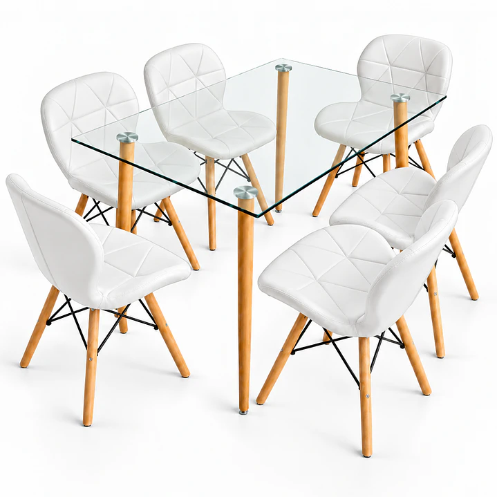 Comedor Papillon (Mesa rec vidrio 120x80 + Sillas Radar) 8