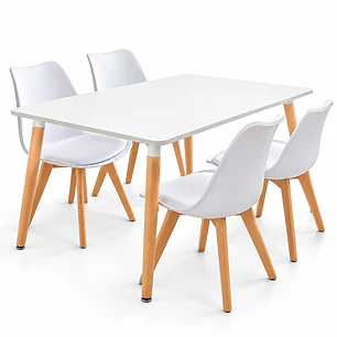 Comedor Paraguay (Mesa Melamina Rectangular + Sillas Oak Blanca)
