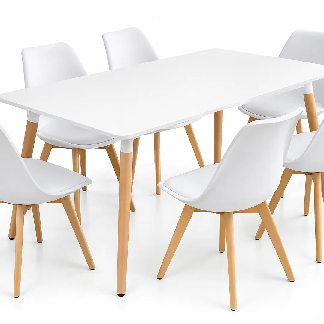 Comedor Paraguay (Mesa Melamina Rectangular + Sillas Oak Blanca) 2