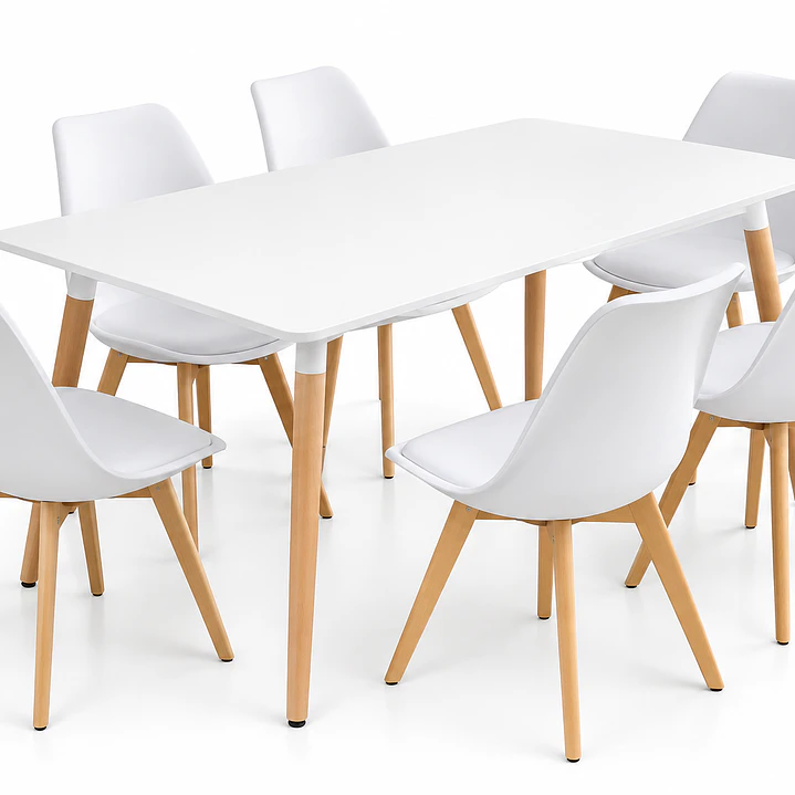 Comedor Paraguay (Mesa Melamina Rectangular + Sillas Oak Blanca) 2