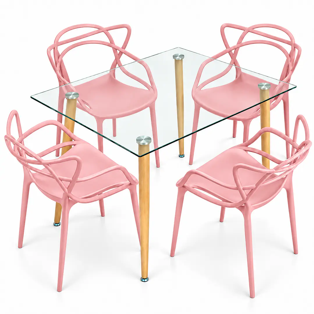Comedor Kenia (Mesa de vidrio 120x80 + Silla master) 1