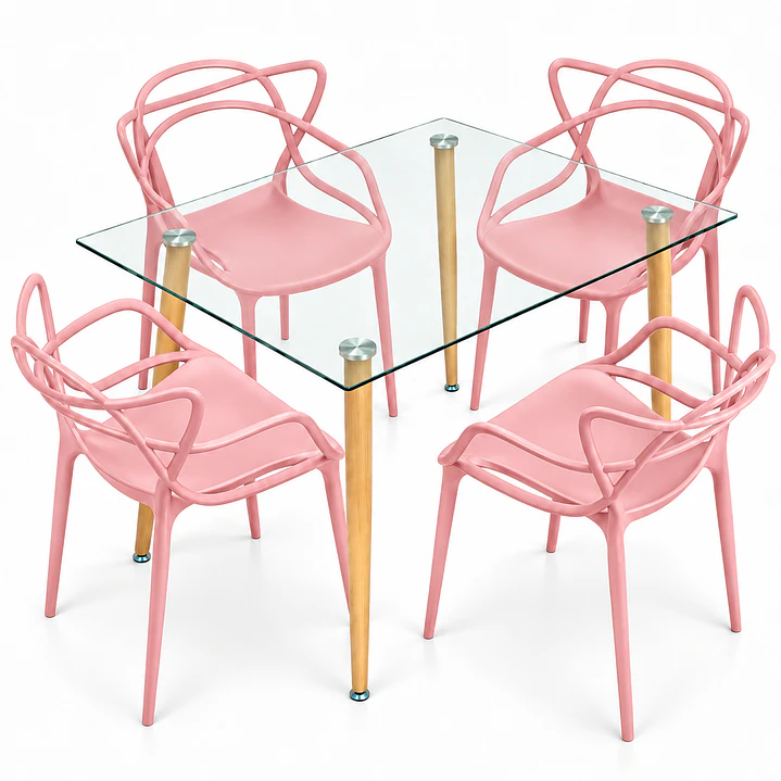 Comedor Kenia (Mesa de vidrio 120x80 + Silla master) 1