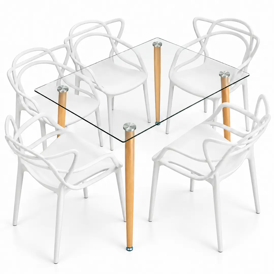Comedor Kenia (Mesa de vidrio 120x80 + Silla master) 2