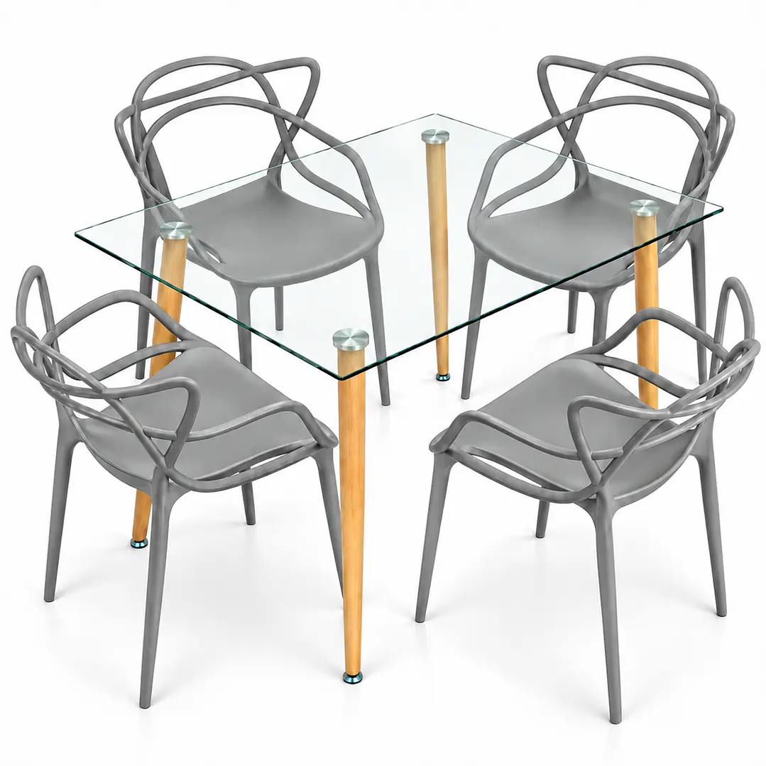 Comedor Kenia (Mesa de vidrio 120x80 + Silla master) 3