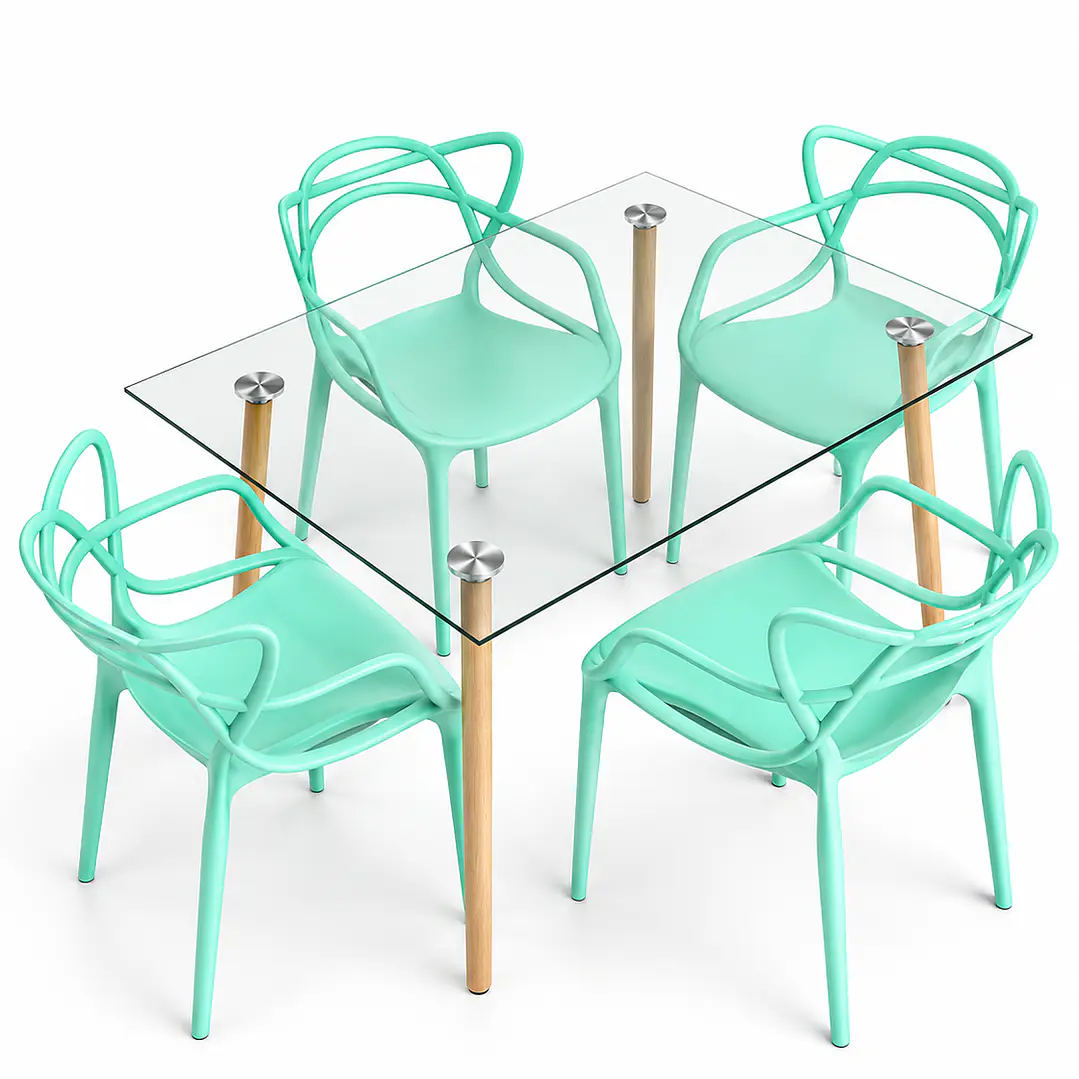 Comedor Kenia (Mesa de vidrio 120x80 + Silla master) 4