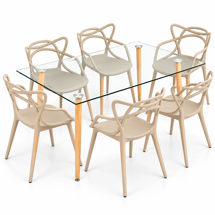 Comedor Kenia (Mesa de vidrio 120x80 + Silla master) 5