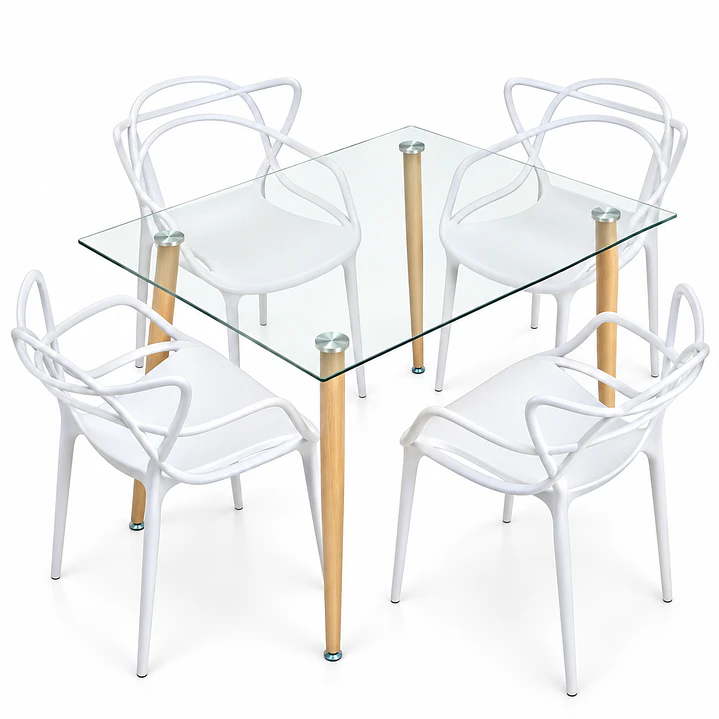 Comedor Kenia (Mesa de vidrio 120x80 + Silla master) 7