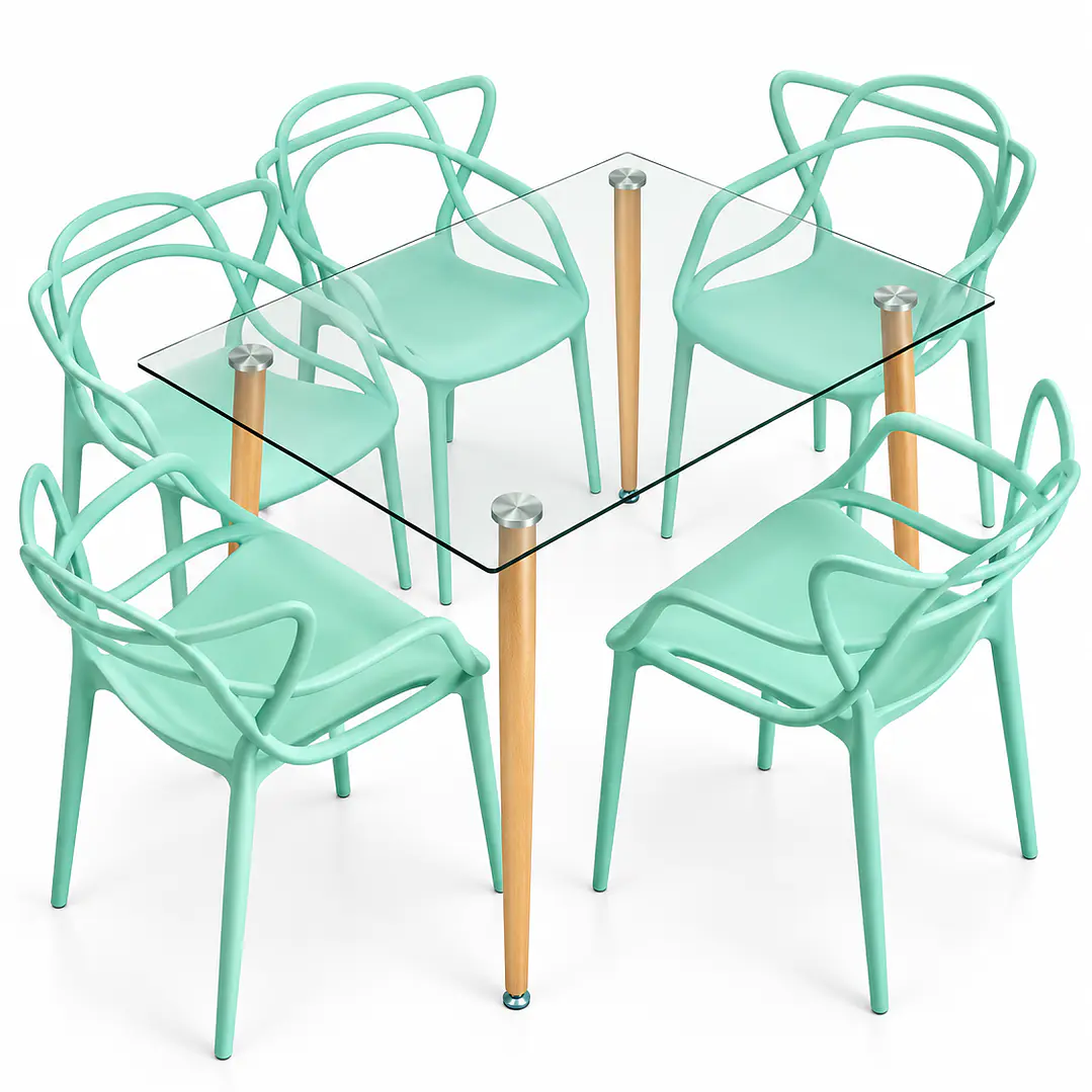 Comedor Kenia (Mesa de vidrio 120x80 + Silla master) 8
