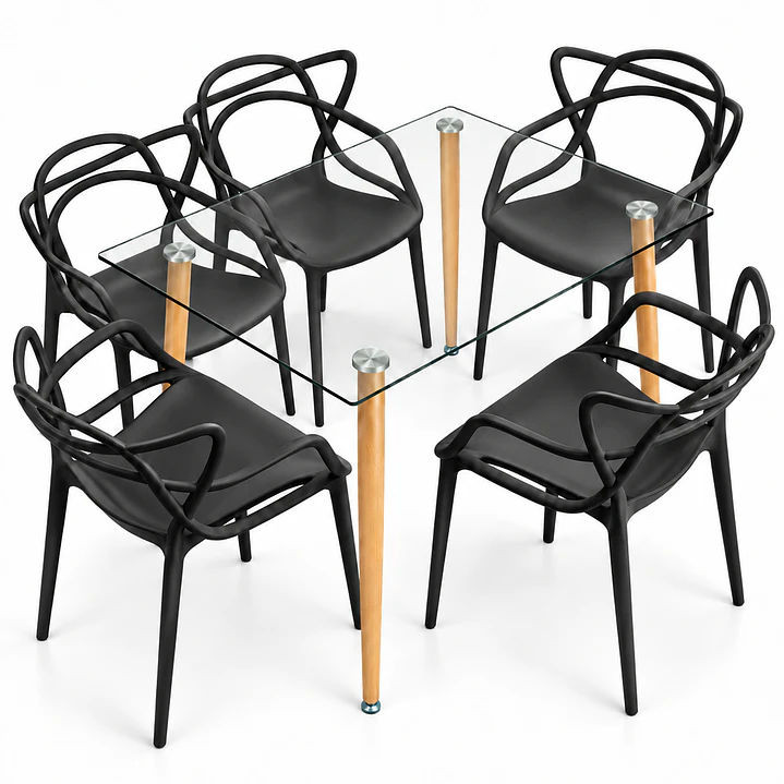 Comedor Kenia (Mesa de vidrio 120x80 + Silla master) 9
